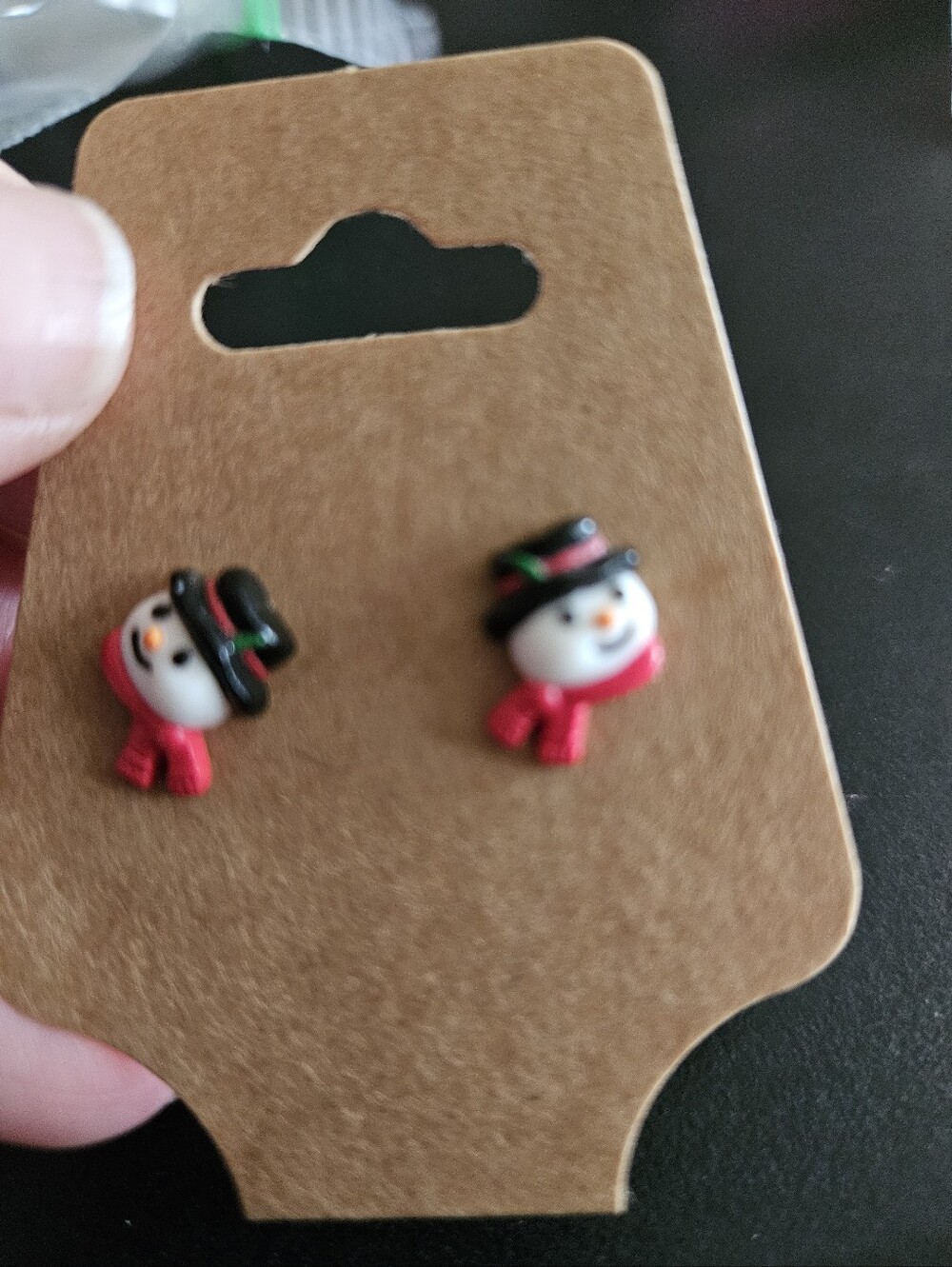 Kids Snowman Stud Earrings - Red Scarf